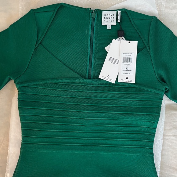 NWT Hervé Léger Green Caroline Dress, Size M (8-10) - Picture 3 of 8